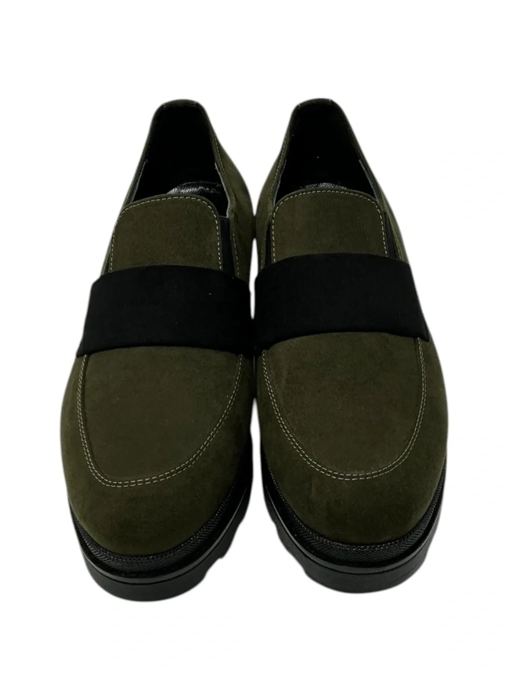 Ateliers Herald Wedge Loafer Green Suede Platform